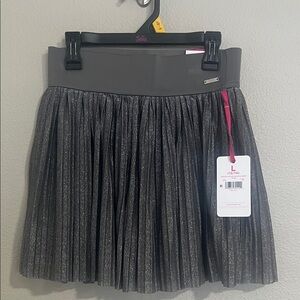 NWT Justice Girls Metallic Gray Pleated Skirt/Skort